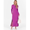 image:imageANRABESS Women Long Sleeve Dresses 2026 Fall Casual Crewneck Loose Fit Split Flowy WrinkleFree Travel Vacation Maxi DressPurple Red