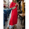 image:imageANRABESS Women Long Sleeve Dresses 2026 Fall Casual Crewneck Loose Fit Split Flowy WrinkleFree Travel Vacation Maxi DressRed