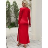 image:imageANRABESS Women Long Sleeve Dresses 2026 Fall Casual Crewneck Loose Fit Split Flowy WrinkleFree Travel Vacation Maxi DressRed