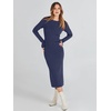 image:imageANRABESS Women Long Sleeve Sweater Dress Crewneck Bodycon Stretch Slim Fit Ribbed Knit Midi Dresses 2025 Fall Trendy Outfits