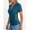 image:imageANRABESS Women Short Sleeve V Neck Shirts  Comfy Soft Slim Fitted Wrap Sexy Top Dressy Casual Daily Wear Work Vacation Going Out Spring Summer SweaterTeal