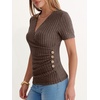image:imageANRABESS Women Short Sleeve V Neck Shirts  Comfy Soft Slim Fitted Wrap Sexy Top Dressy Casual Daily Wear Work Vacation Going Out Spring Summer SweaterChocolate Brown