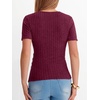 image:imageANRABESS Women Short Sleeve V Neck Shirts  Comfy Soft Slim Fitted Wrap Sexy Top Dressy Casual Daily Wear Work Vacation Going Out Spring Summer SweaterBurgundy