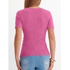 image:imageANRABESS Women Short Sleeve V Neck Shirts  Comfy Soft Slim Fitted Wrap Sexy Top Dressy Casual Daily Wear Work Vacation Going Out Spring Summer SweaterHot Pink