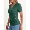 image:imageANRABESS Women Short Sleeve V Neck Shirts  Comfy Soft Slim Fitted Wrap Sexy Top Dressy Casual Daily Wear Work Vacation Going Out Spring Summer SweaterGreen