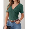 image:imageANRABESS Women Short Sleeve V Neck Shirts  Comfy Soft Slim Fitted Wrap Sexy Top Dressy Casual Daily Wear Work Vacation Going Out Spring Summer SweaterGreen