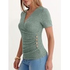 image:imageANRABESS Women Short Sleeve V Neck Shirts  Comfy Soft Slim Fitted Wrap Sexy Top Dressy Casual Daily Wear Work Vacation Going Out Spring Summer SweaterLight Green