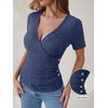image:imageANRABESS Women Short Sleeve V Neck Shirts  Comfy Soft Slim Fitted Wrap Sexy Top Dressy Casual Daily Wear Work Vacation Going Out Spring Summer SweaterDark Blue