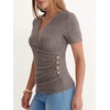 image:imageANRABESS Women Short Sleeve V Neck Shirts  Comfy Soft Slim Fitted Wrap Sexy Top Dressy Casual Daily Wear Work Vacation Going Out Spring Summer SweaterCool Ash Brown