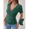 image:imageANRABESS Women Short Sleeve V Neck Shirts  Comfy Soft Slim Fitted Wrap Sexy Top Dressy Casual Daily Wear Work Vacation Going Out Spring Summer SweaterGreen