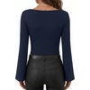 image:imageANRABESS Womens Bell Long Sleeve Boat Neck Crop Tops  Stretchy SoftRuched Slim Fitted ShirtsCute Stylish Y2K Street TeeGoing Out Travel AllDay WearFall FashionYoung GirlsNavy Blue