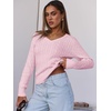 image:imageANRABESS Womens Cable Knit V Neck Fitted Sweaters  Long Sleeve Pullover Top Soft Cozy Business Casual Work amp Basic Daily Wear Fall Spring Outfits Winter Layer ClothingPink