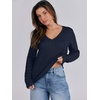 image:imageANRABESS Womens Cable Knit V Neck Fitted Sweaters  Long Sleeve Pullover Top Soft Cozy Business Casual Work amp Basic Daily Wear Fall Spring Outfits Winter Layer ClothingNavy Blue