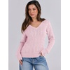 image:imageANRABESS Womens Cable Knit V Neck Fitted Sweaters  Long Sleeve Pullover Top Soft Cozy Business Casual Work amp Basic Daily Wear Fall Spring Outfits Winter Layer ClothingPink