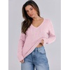 image:imageANRABESS Womens Cable Knit V Neck Fitted Sweaters  Long Sleeve Pullover Top Soft Cozy Business Casual Work amp Basic Daily Wear Fall Spring Outfits Winter Layer ClothingPink