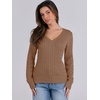 image:imageANRABESS Womens Cable Knit V Neck Fitted Sweaters  Long Sleeve Pullover Top Soft Cozy Business Casual Work amp Basic Daily Wear Fall Spring Outfits Winter Layer ClothingKhaki Tan