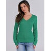 image:imageANRABESS Womens Cable Knit V Neck Fitted Sweaters  Long Sleeve Pullover Top Soft Cozy Business Casual Work amp Basic Daily Wear Fall Spring Outfits Winter Layer ClothingGreen
