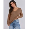 image:imageANRABESS Womens Cable Knit V Neck Fitted Sweaters  Long Sleeve Pullover Top Soft Cozy Business Casual Work amp Basic Daily Wear Fall Spring Outfits Winter Layer ClothingKhaki Tan