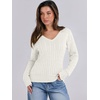 image:imageANRABESS Womens Cable Knit V Neck Fitted Sweaters  Long Sleeve Pullover Top Soft Cozy Business Casual Work amp Basic Daily Wear Fall Spring Outfits Winter Layer ClothingCream White