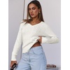 image:imageANRABESS Womens Cable Knit V Neck Fitted Sweaters  Long Sleeve Pullover Top Soft Cozy Business Casual Work amp Basic Daily Wear Fall Spring Outfits Winter Layer ClothingCream White