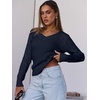 image:imageANRABESS Womens Cable Knit V Neck Fitted Sweaters  Long Sleeve Pullover Top Soft Cozy Business Casual Work amp Basic Daily Wear Fall Spring Outfits Winter Layer ClothingNavy Blue