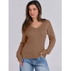image:imageANRABESS Womens Cable Knit V Neck Fitted Sweaters  Long Sleeve Pullover Top Soft Cozy Business Casual Work amp Basic Daily Wear Fall Spring Outfits Winter Layer ClothingKhaki Tan