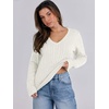 image:imageANRABESS Womens Cable Knit V Neck Fitted Sweaters  Long Sleeve Pullover Top Soft Cozy Business Casual Work amp Basic Daily Wear Fall Spring Outfits Winter Layer ClothingCream White