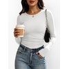image:imageANRABESS Womens Long Sleeve Ruched Tops  Crew Neck Slim Fitted Basic Tee Shirt Soft Ribbed Stretchy Layer Fall Winter Business Casual amp Work amp Travel Everyday WearWhite