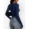 image:imageANRABESS Womens Long Sleeve Ruched Tops  Crew Neck Slim Fitted Basic Tee Shirt Soft Ribbed Stretchy Layer Fall Winter Business Casual amp Work amp Travel Everyday WearNavy Blue