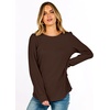 image:imageANRABESS Womens Long Sleeve Waffle Knit Basic Shirts  Soft Comfy Loose Fit Tunic Tops Crew Neck Curved Hem Business Casual Dressy Blouses Trendy Fall Winter OutfitsBrown