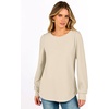 image:imageANRABESS Womens Long Sleeve Waffle Knit Basic Shirts  Soft Comfy Loose Fit Tunic Tops Crew Neck Curved Hem Business Casual Dressy Blouses Trendy Fall Winter OutfitsBeige