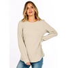 image:imageANRABESS Womens Long Sleeve Waffle Knit Basic Shirts  Soft Comfy Loose Fit Tunic Tops Crew Neck Curved Hem Business Casual Dressy Blouses Trendy Fall Winter OutfitsBeige