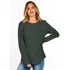 image:imageANRABESS Womens Long Sleeve Waffle Knit Basic Shirts  Soft Comfy Loose Fit Tunic Tops Crew Neck Curved Hem Business Casual Dressy Blouses Trendy Fall Winter OutfitsArmy Green