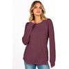 image:imageANRABESS Womens Long Sleeve Waffle Knit Basic Shirts  Soft Comfy Loose Fit Tunic Tops Crew Neck Curved Hem Business Casual Dressy Blouses Trendy Fall Winter OutfitsMauve