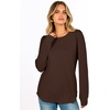 image:imageANRABESS Womens Long Sleeve Waffle Knit Basic Shirts  Soft Comfy Loose Fit Tunic Tops Crew Neck Curved Hem Business Casual Dressy Blouses Trendy Fall Winter OutfitsBrown