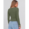 image:imageANRABESS Womens Scoop Neck Fitted Long Sleeve Crop Tops  Comfy Soft Stretch Ribbed T ShirtsSlimBasic Layering TeeCasual Daily Wear Work OutfitsSpring Fall Winter ClothesArmy Green
