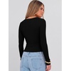 image:imageANRABESS Womens Scoop Neck Fitted Long Sleeve Crop Tops  Comfy Soft Stretch Ribbed T ShirtsSlimBasic Layering TeeCasual Daily Wear Work OutfitsSpring Fall Winter ClothesBlack