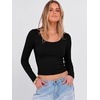 image:imageANRABESS Womens Scoop Neck Fitted Long Sleeve Crop Tops  Comfy Soft Stretch Ribbed T ShirtsSlimBasic Layering TeeCasual Daily Wear Work OutfitsSpring Fall Winter ClothesBlack