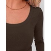 image:imageANRABESS Womens Scoop Neck Fitted Long Sleeve Crop Tops  Comfy Soft Stretch Ribbed T ShirtsSlimBasic Layering TeeCasual Daily Wear Work OutfitsSpring Fall Winter ClothesBrown