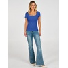 image:imageANRABESS Womens Short Sleeve Double Lined Tops Built in Bra  Square Neck CroppedSlim Fitted Basic Tee Shirts Soft Stretchy Breathable for SummerGoing Out Work Everyday WearRoyal Blue