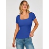 image:imageANRABESS Womens Short Sleeve Double Lined Tops Built in Bra  Square Neck CroppedSlim Fitted Basic Tee Shirts Soft Stretchy Breathable for SummerGoing Out Work Everyday WearRoyal Blue
