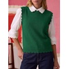 image:imageANRABESS Womens Sleeveless Scallop Knit Sweater Vest  Tank Tops Soft Blend Crew Neck Pullover Wavy Hem Regular Fit Preppy Y2K Style Lightweight Summer Fall 2026 Casual ChicForest Green
