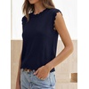 image:imageANRABESS Womens Sleeveless Scallop Knit Sweater Vest  Tank Tops Soft Blend Crew Neck Pullover Wavy Hem Regular Fit Preppy Y2K Style Lightweight Summer Fall 2026 Casual ChicNavy Blue