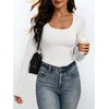 image:imageANRABESS Womens Square Neck Long Sleeve Double Lined Tops  Soft Comfy Stretchy Slim Basic Tee Shirts Going Out Work amp Casual  Fall Winter Outfits Trendy Y2K Layering UnderscrubOffwhite
