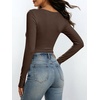 image:imageANRABESS Womens Square Neck Long Sleeve Double Lined Tops  Soft Comfy Stretchy Slim Basic Tee Shirts Going Out Work amp Casual  Fall Winter Outfits Trendy Y2K Layering UnderscrubCoffee