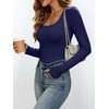 image:imageANRABESS Womens Square Neck Long Sleeve Double Lined Tops  Soft Comfy Stretchy Slim Basic Tee Shirts Going Out Work amp Casual  Fall Winter Outfits Trendy Y2K Layering UnderscrubNavy Blue