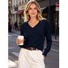image:imageANRABESS Womens Sweaters V Neck Scallop Long Sleeve Pullover  Soft Lightweight Knit Top Cute Ribbed Cuff Loose Fit Casual Basic Elegant Office Work Daily Wear Fall Spring OutfitsNavy Blue