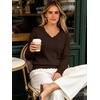 image:imageANRABESS Womens Sweaters V Neck Scallop Long Sleeve Pullover  Soft Lightweight Knit Top Cute Ribbed Cuff Loose Fit Casual Basic Elegant Office Work Daily Wear Fall Spring OutfitsCoffee