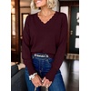 image:imageANRABESS Womens Sweaters V Neck Scallop Long Sleeve Pullover  Soft Lightweight Knit Top Cute Ribbed Cuff Loose Fit Casual Basic Elegant Office Work Daily Wear Fall Spring OutfitsDrak Red