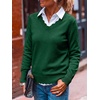image:imageANRABESS Womens Sweaters V Neck Scallop Long Sleeve Pullover  Soft Lightweight Knit Top Cute Ribbed Cuff Loose Fit Casual Basic Elegant Office Work Daily Wear Fall Spring OutfitsForest Green
